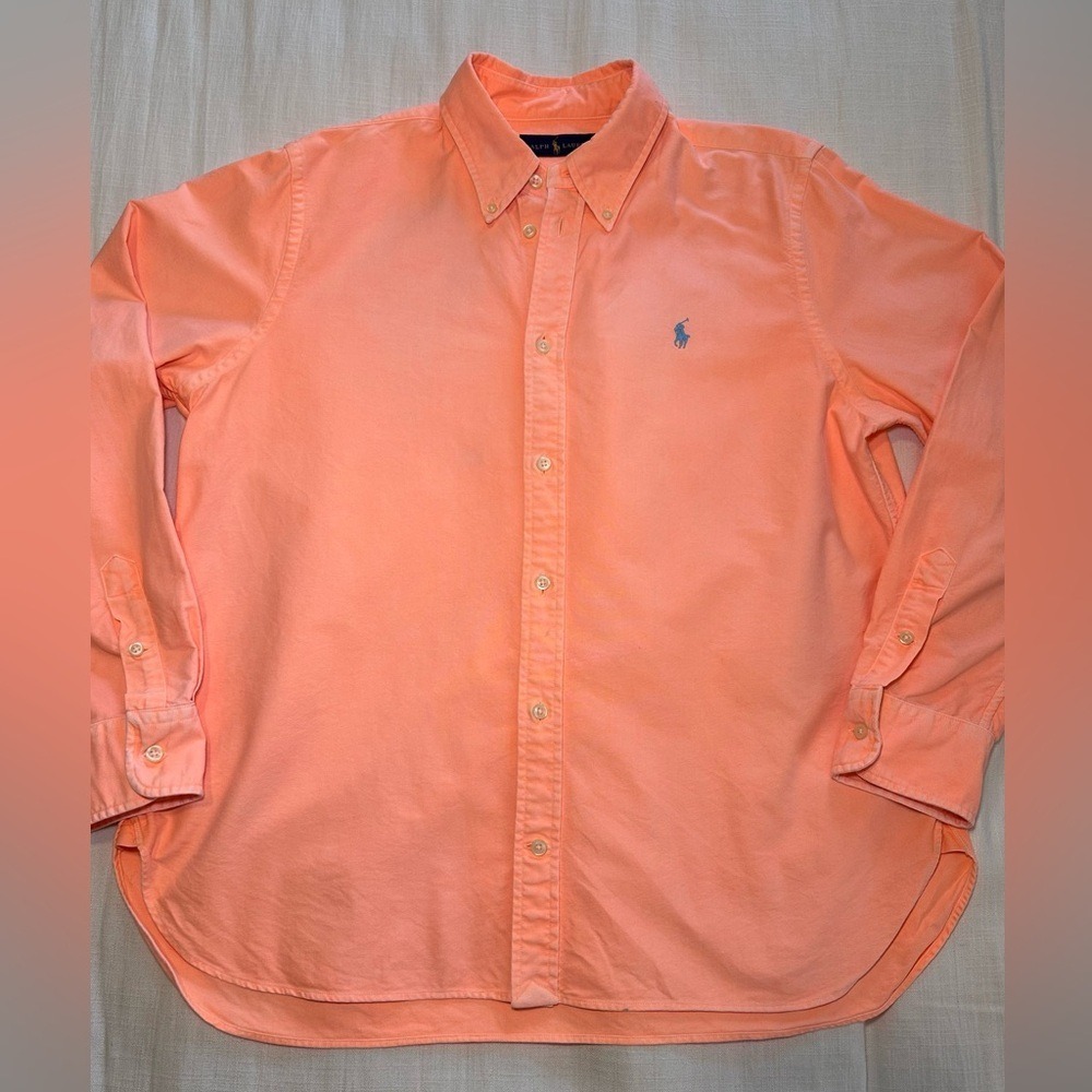 Ralph Lauren Neon Orange Button Up Shirt